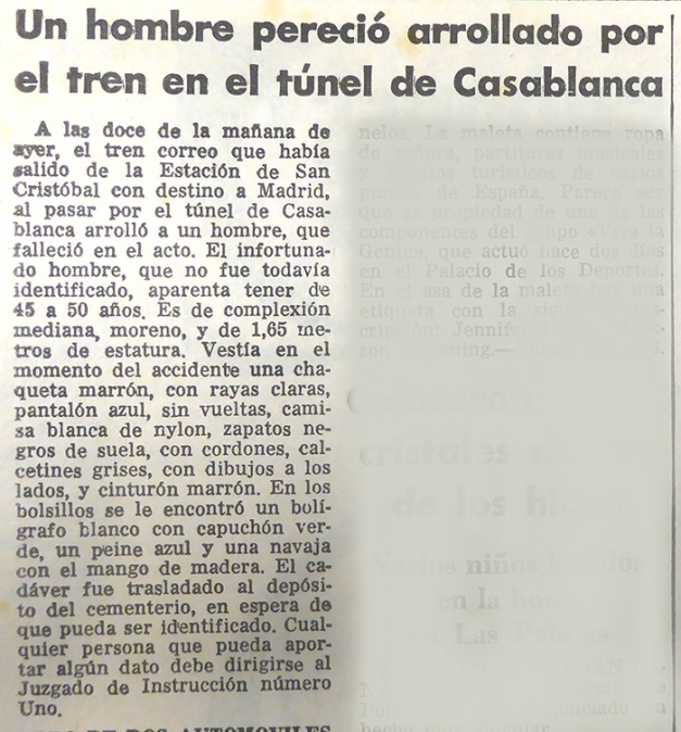 1970-07-25- La Voz de Galicia - Tren mata a hombre en túnel Casablanca